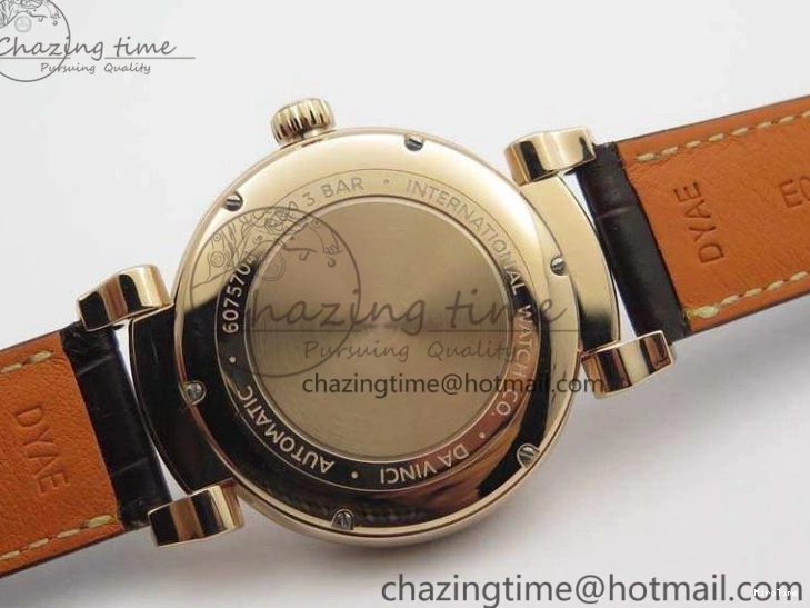 MIROTIME 0722 Neat Da Vinci IW356601 RG MKF 1:1 Best Edition White Dial On Brown Leather Strap A 7230